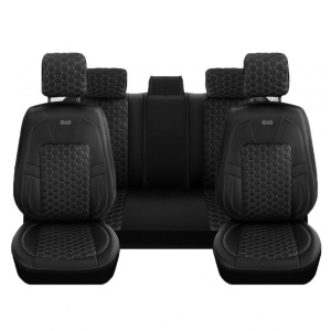 Set huse piele ecologica pentru scaune, compatibile Dacia Duster II 2018->, Negru