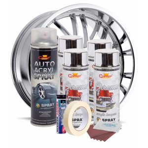 Kit complet reparatie si vopsire jante culoare Crom Metalic, V4