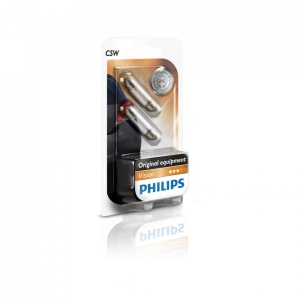 Set 2 becuri auto Philips Vision 12V C5W SV8.5 5W 11x35mm alb tip sofit