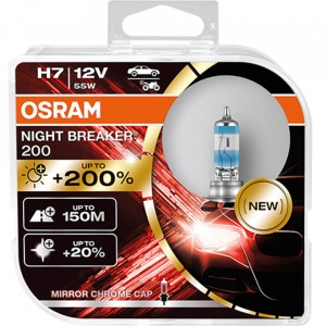 Set 2 becuri auto far halogen Osram H7 Night Breaker +200% 55W 12V PX26D SET 2BUC