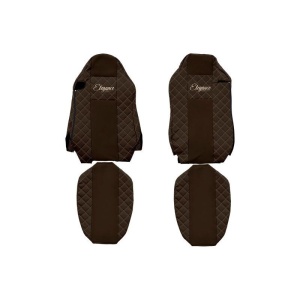 Set 2 huse scaun camion F-Core, Piele-ECO, pentru MAN TGX, Maro, scaune ISRI