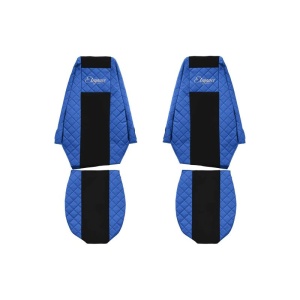 Set 2 huse scaun camion F-Core, Piele-ECO, pentru RENAULT PREMIUM, Albastru/ Negru