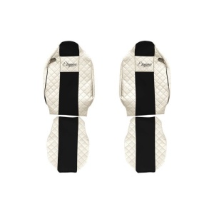 Set 2 huse scaun camion F-Core, Piele-ECO, pentru Renault T, Bej/ Negru