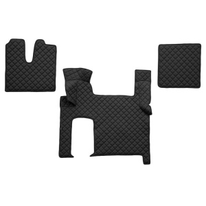 Set 3 covorase camion, piele ecologica neagra pentru MAN TGX 06.06 - transmisie automata 2 sertare
