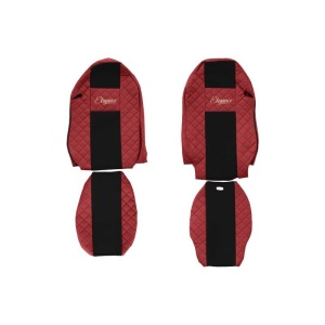 Set 2 huse scaun camion F-Core, Piele-ECO, pentru MERCEDES ACTROS MP2 / MP3, 2008+, Rosu/ Negru