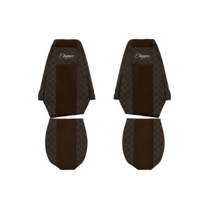 Set 2 huse scaun camion F-Core, Piele-ECO, pentru RENAULT MAGNUM, Maro