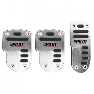 Set 3 placute pentru pedale auto LAMPA Race 1, din aluminiu, insertii din cauciuc, fixare cu clema sau surub