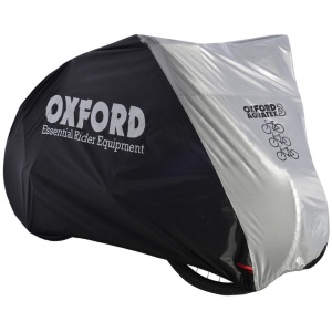 Husa Bicicleta Oxford Aquatex, pentru 3 biciclete, Negru/Argintiu
