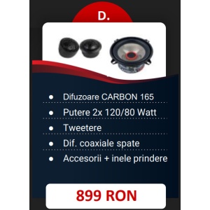 Pachet 2 Difuzoare Audio System Component CARBON 165 + 2 Difuzoare Carbon 165 Coaxiale