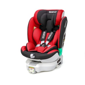 Scaun auto pentru copii SPARCO SPRO 6000IRD 9-25 kg , ISOFIX cu baza + suport stabilizator, negru/rosu