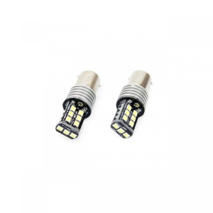 Set becuri auto cu LED CANBUS P21W BA15S 15 SMD 7.5W Alb 12/24V