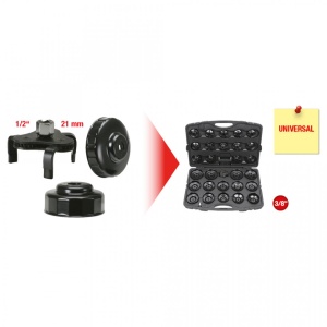 Set Chei 3/8 Pentru Filtrul De Ulei Si Capac Carcasa Filtrului Ulei. 30 De Piese - KS TOOLS - 150.9350