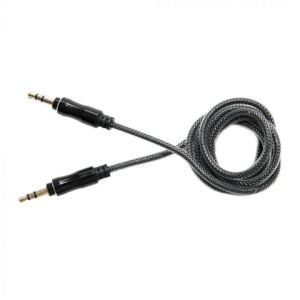 Cablu Audio Jack 3.5Mm Negru 1M Impletitura Textila-T.Verde 0.1 Lei/ Buc Lemontti
