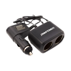 CARGUARD - Priză dublă pentru încărcător auto, cu cablu + USB 1A