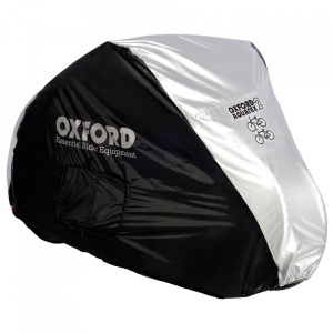 Husa Bicicleta Oxford Aquatex, pentru 2 biciclete, Negru/Argintiu