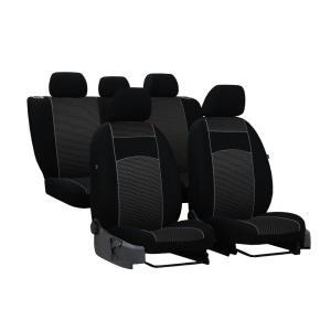 Huse auto VIP (negru) VW Touran I (FL), caroserie minivan, fabricatie 2010 - 2015 (5 locuri, cu masa pliabila pe spatar)