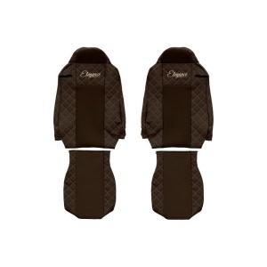 Set 2 huse scaun camion F-Core, Piele-ECO, pentru IVECO STRALIS, Maro