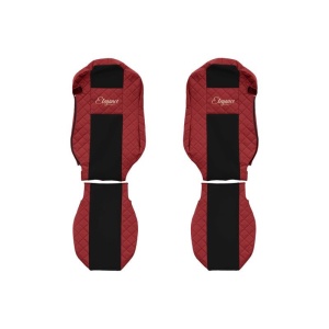 Set 2 huse scaun camion F-Core, Piele-ECO, pentru MERCEDES ACTROS MP4 / MP5, Rosu/ Negru, scaune standard