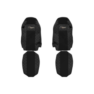 Set 2 huse scaun camion F-Core, Piele-ECO, pentru MAN TGX, Negru, Scaun sofer standard