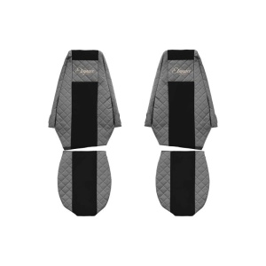 Set 2 huse scaun camion F-Core, Piele-ECO, pentru RENAULT MAGNUM, Gri/ Negru