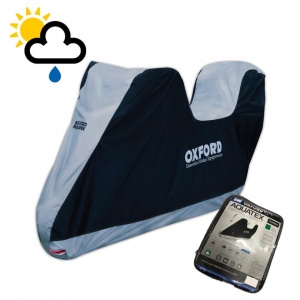 Husa-prelata protectie impermeabila motocicleta cu spatiu pentru cutie top-case S