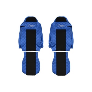 Set 2 huse scaun camion F-Core, Piele-ECO, pentru IVECO STRALIS, Albastru/ Negru