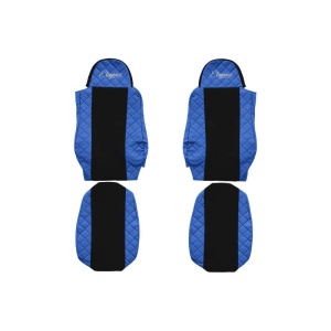 Set 2 huse scaun camion F-Core, Piele-ECO, pentru DAF 95 XF, CF 85, LF 45, LF 55, XF 105, XF, Albastru/ Negru