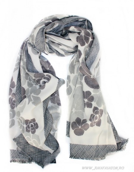 *Esarfa PREMIUM "Daisy" Grey by jukafashion.ro (2018)