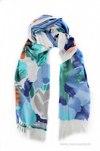 *Esarfa PREMIUM "Primavera" Blue by jukafashion.ro (2018)