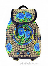 *Rucsac Traditional "Mini Boho" Blue by JukaFashion.ro