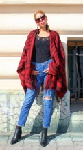 Poncho Dama "Hipster" Black&Red by JukaFashion.ro (2018)