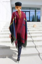 Poncho Dama "British" Burgundy by JukaFashion.ro (2018)