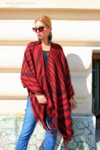 Poncho Dama "Hipster" Black&Red by JukaFashion.ro (2018)