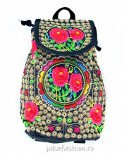 *Rucsac Traditional "Mini Boho" Rosu by JukaFashion.ro