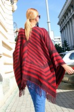 Poncho Dama "Hipster" Black&Red by JukaFashion.ro (2018)