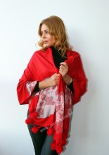 *Sal Esarfa Pashmina "Bloom" Red by jukafashion.ro (2018)