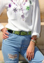 Curea Dama Elastica "Zig-Zag" Neon  by JukaFashion.ro cod X17