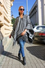 Poncho Dama "Hipster" Black&Grey by JukaFashion.ro (2018)