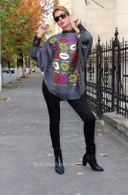Pulover Dama "Butterfly Kiss" Grey by JukaFashion.ro cod Z10