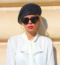 *Basca tip Toca "Perla" Bleumarine by JukaFashion.ro