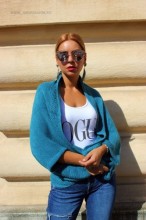 Cardigan 'Bolero" Turcoaz by JukaFashion.ro (2018)