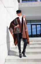 Poncho Dama "British" Maron by JukaFashion.ro (2018)