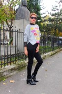 Pulover Dama "Butterfly Kiss" Light Grey by JukaFashion.ro cod Z9