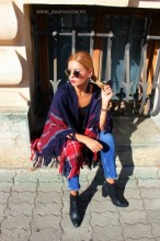 Poncho Dama "Boho" Albastru by JukaFashion.ro (2018)