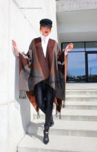 Poncho Dama "British" Maron by JukaFashion.ro (2018)