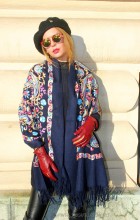 *Sal Dama PREMIUM "Floreale" Albastru by jukafashion.ro cod FL08