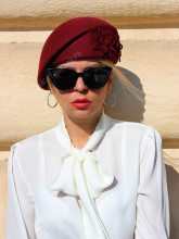 *Basca tip Toca "Perla" Burgundy by JukaFashion.ro