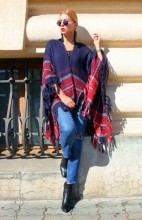 Poncho Dama "Boho" Albastru by JukaFashion.ro (2018)