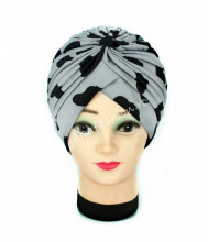 Turban Femei "Bubbles" Grey & Black by jukafashion.ro