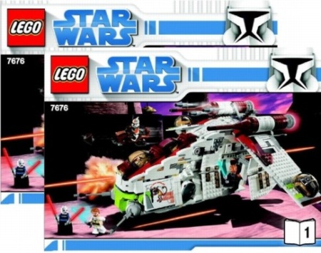 INS7676-G 7676 BOUWBESCHRIJVING- Star Wars:Republic Attack Gunship gebruikt *